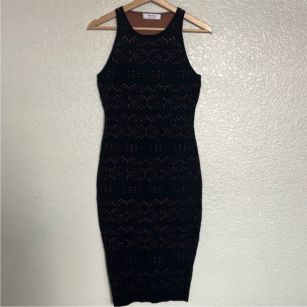 Bailey 44 Sleeveless Desperado Bodycon Eyelet Black /Tan Dress - Picture 5 of 5